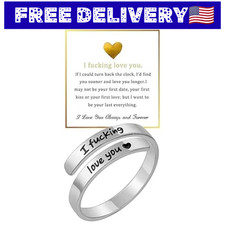 I F♡Cking Love You Ring for Women, Hope Rings Adjustable Stainless Steel Silver