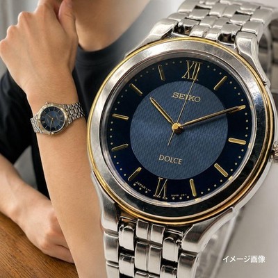 SEIKO DOLCE Men's Solar-Powered Watch, Silver x Gold, 192
