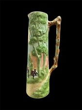 Radford England Art Deco Hand Painted Countryside Relief Tall Jug 11.25” Tall