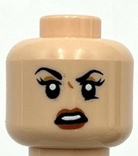 Lego New Light Nougat Minifigure Head Dual Sided Female Black Eyebrows Part