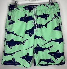 Men s Shark Swim Trunks Color Blue/Green Size L