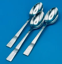 3 Gorham BALUSTER KOREA Oval Soup Spoons 7 1/8" Design Studio Stainless HAMMERED