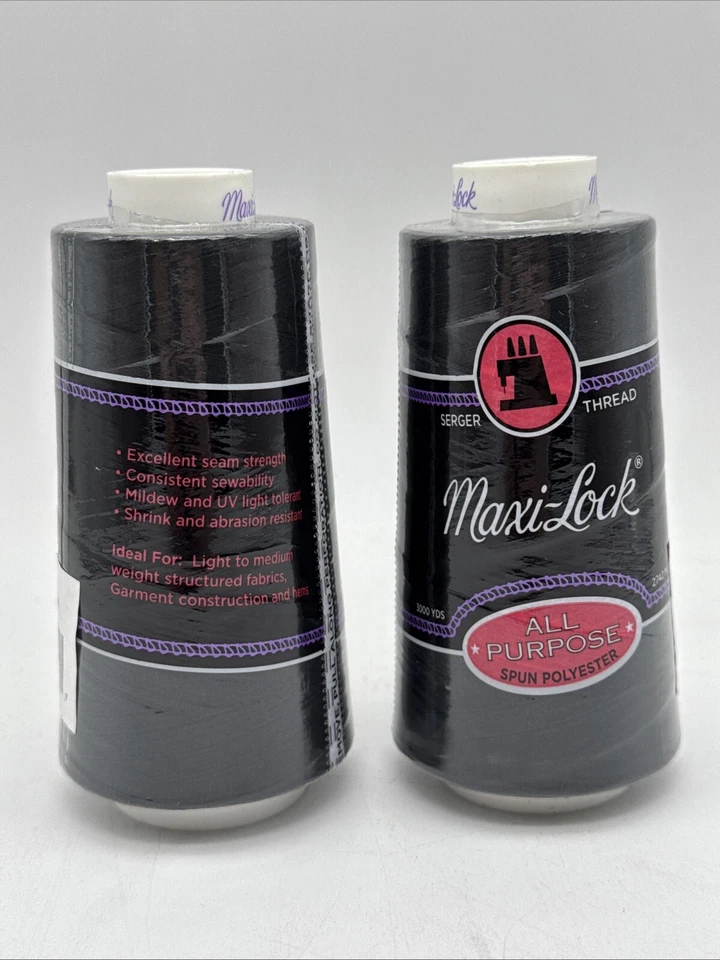 A&E American & Efird 51-32002 Maxi-Lock Cone Thread 3,000yd-Black 2 PACK - Image 2 of 3