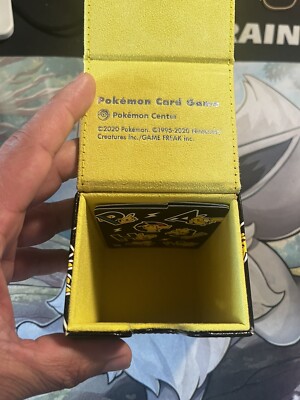 Pokemon Pikachu Japanese Flip Deck Case YE Black With Letter BRAND