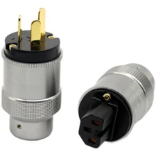 Aluminium Shell Gold Plated AU Power Plug IEC Adapter HIFI Mains Power Connector