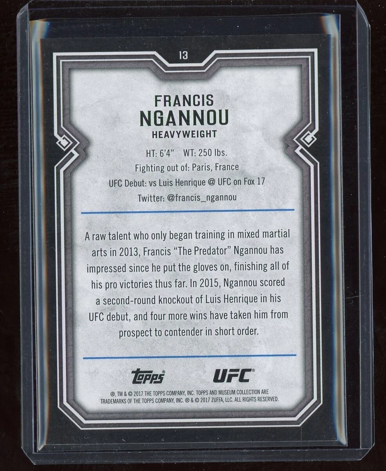 2017 Topps UFC Museum Collection #13 Francis Ngannou RC - Image 2 of 2