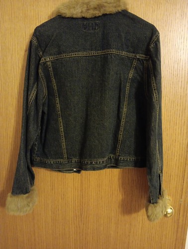 Juniors XL size 15 Ladies "No Boundaries" Stretch Denim Jacket w/ Faux Fur Trim - Picture 9 of 9