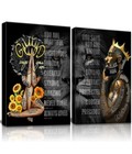 2 Pecs Framed Black King and Queen Wall Art Black Couple African American Men...