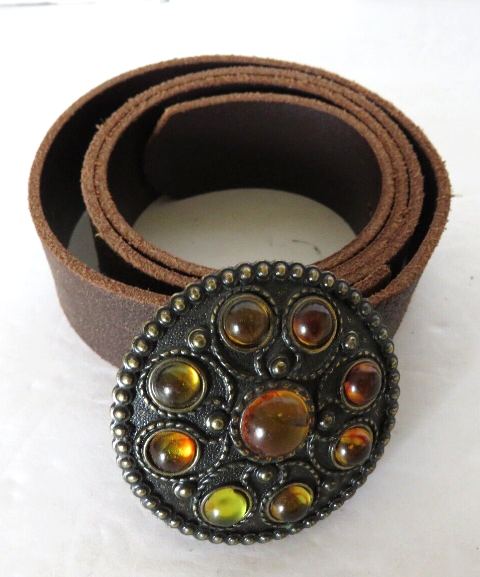 Detachable Buckle Belt Italian Leather Brown Western Amber  display picture 1