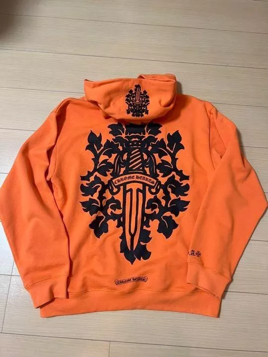 Chrome Hearts Vine sword Pullover Hoodie Men Size XL orange