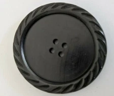  Large Round Black with Swirl Edge Button - 44 mm / 1 3/4  inch  
