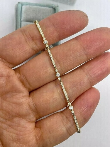 6 Karat rund geschnittenes Labor-erstelltes Diamant-Damen-Tennisarmband 14K gelb vergoldet
