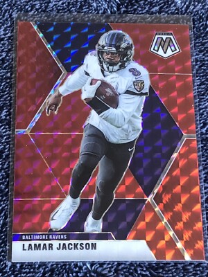 2020 Panini Mosaic Lamar Jackson Fusion Red Choice #/88 Card #19