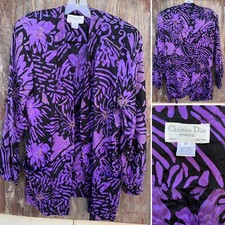 Vintage Christian Dior Separates Paris New York Silk Open Front Blazer 1980s 8