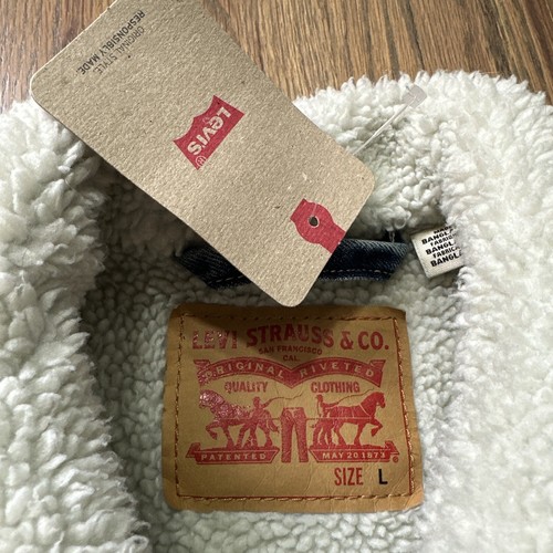 $108 Levi’s Strauss Men’s Denim Sherpa Lined Jean Jacket Coat NWT SZ Large - Picture 4 of 12