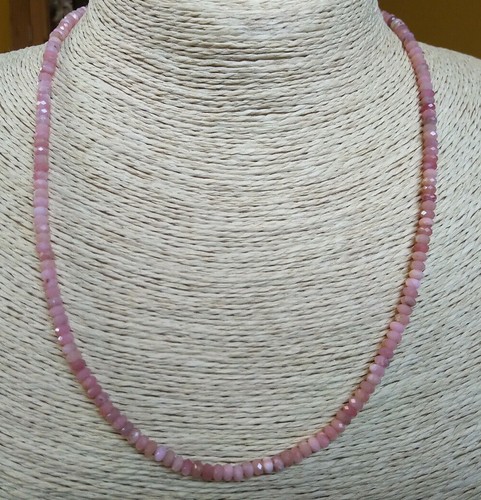 wunderschöne facettierte pink rosa Opal Kette 45cm +5cm Verlängerung - Picture 4 of 4
