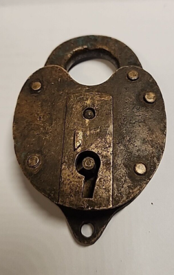 Antique 1800's Pad Lock Solid Brass Ship Yard Railroad Stage Coach