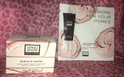 NEW ERNO LASZLO Hydrate + Nourish Sleep Mask 0.5 oz & Pore Clay Mask Sample NIB