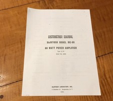 McINTOSH Power Amplifier MC-60 Manual Service  wiring guide Type A-121 60 Watt