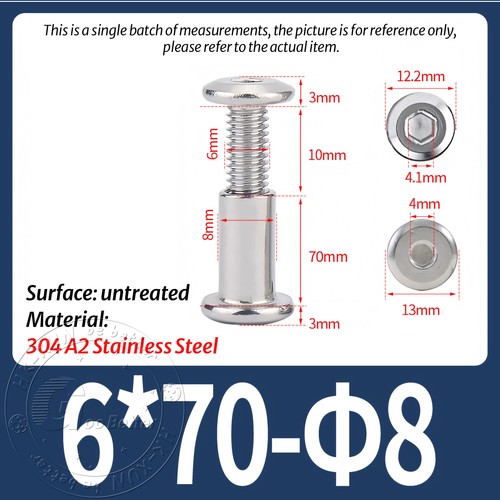 FURNITURE JOINT CONNECTOR BOLT & CAP NUT - ALLEN KEY HEAD - A2 STAINLESS STEEL - Picture 108 of 144