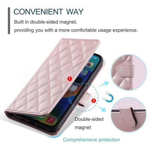 Crossbody Leather Flip Wallet Case Holder +Strap Cover Women For Various Phone - Picture 7 of 26