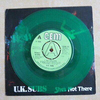 UK SUBS She's Not There UK 7'' green vinyl demo  GEM Records 1979