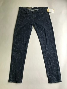 Adriano Goldschmied The Stevie Ankle Slim Straight Polka Dot Blue Jeans, Sz 27R