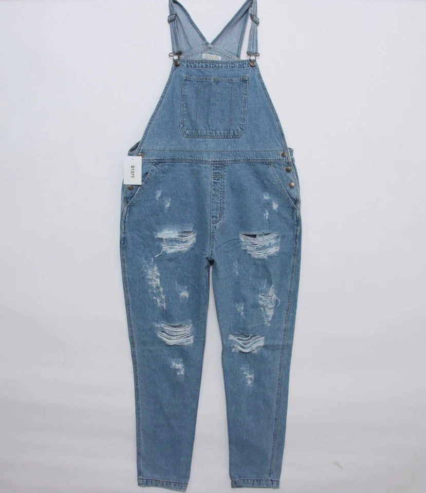 Salopette Cherokee (Cod.S1377) Tg.XL Usato uomo vita alta denim custom strappi - Imagen 2 de 4