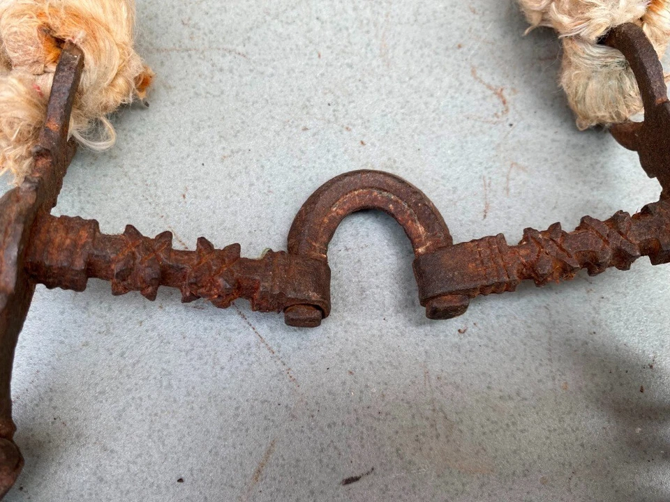 Antigua broca de brida de caballo mogol forjada a mano de hierro antigua de 1700 tamaño grande 7 x 2 rara Foto 4 de 4
