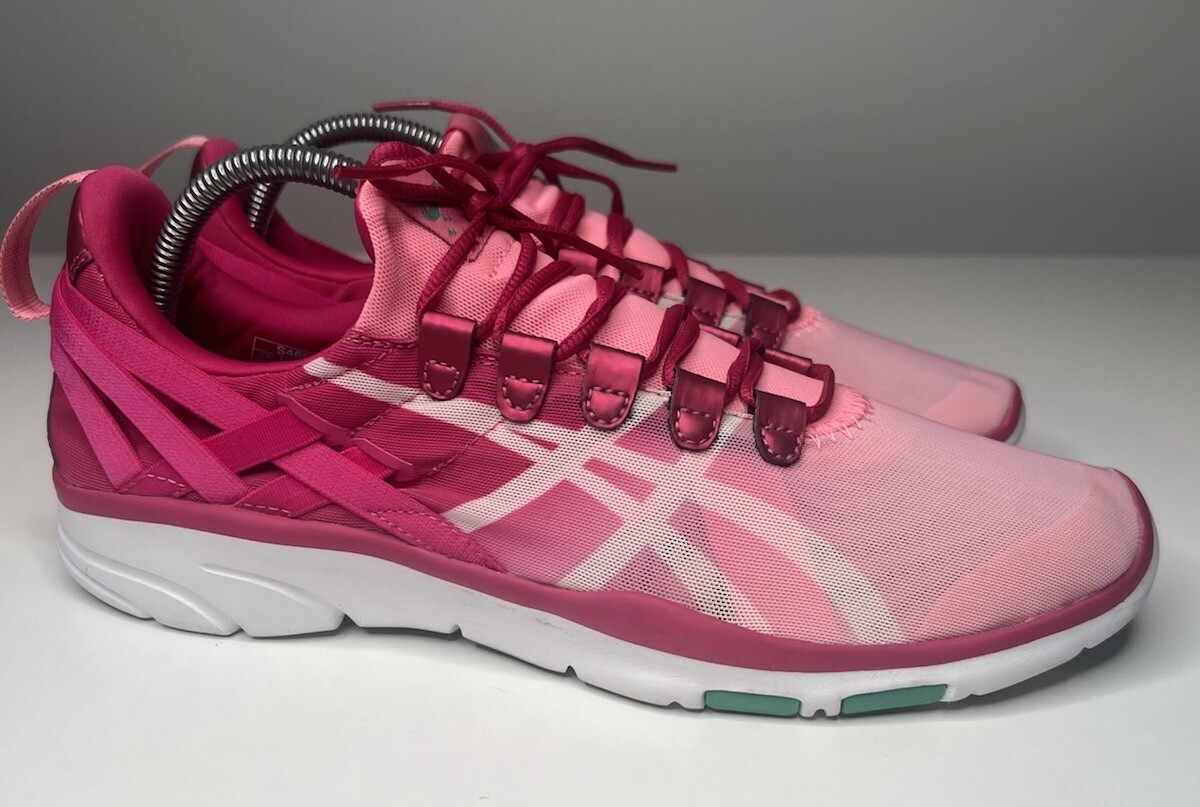 Zapatillas cruzadas Asics Gel Fit Sana rosa malla ligeras con cordones S465N para mujer 10