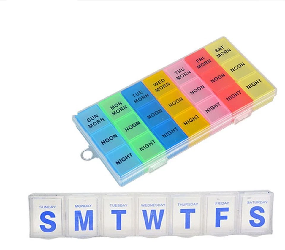 7 Day Pill Organizer Box Weekly Organizer Medicine Pills Vitamins Supplements - Image 2 of 4