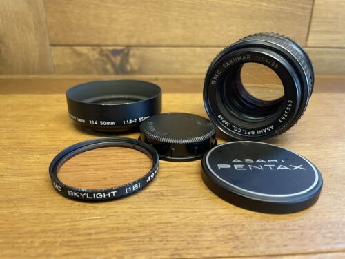 *Mint w/ Hood* Pentax SMC Takumar 50mm F/1.4 Late Model Standard Lens M42 /Japan