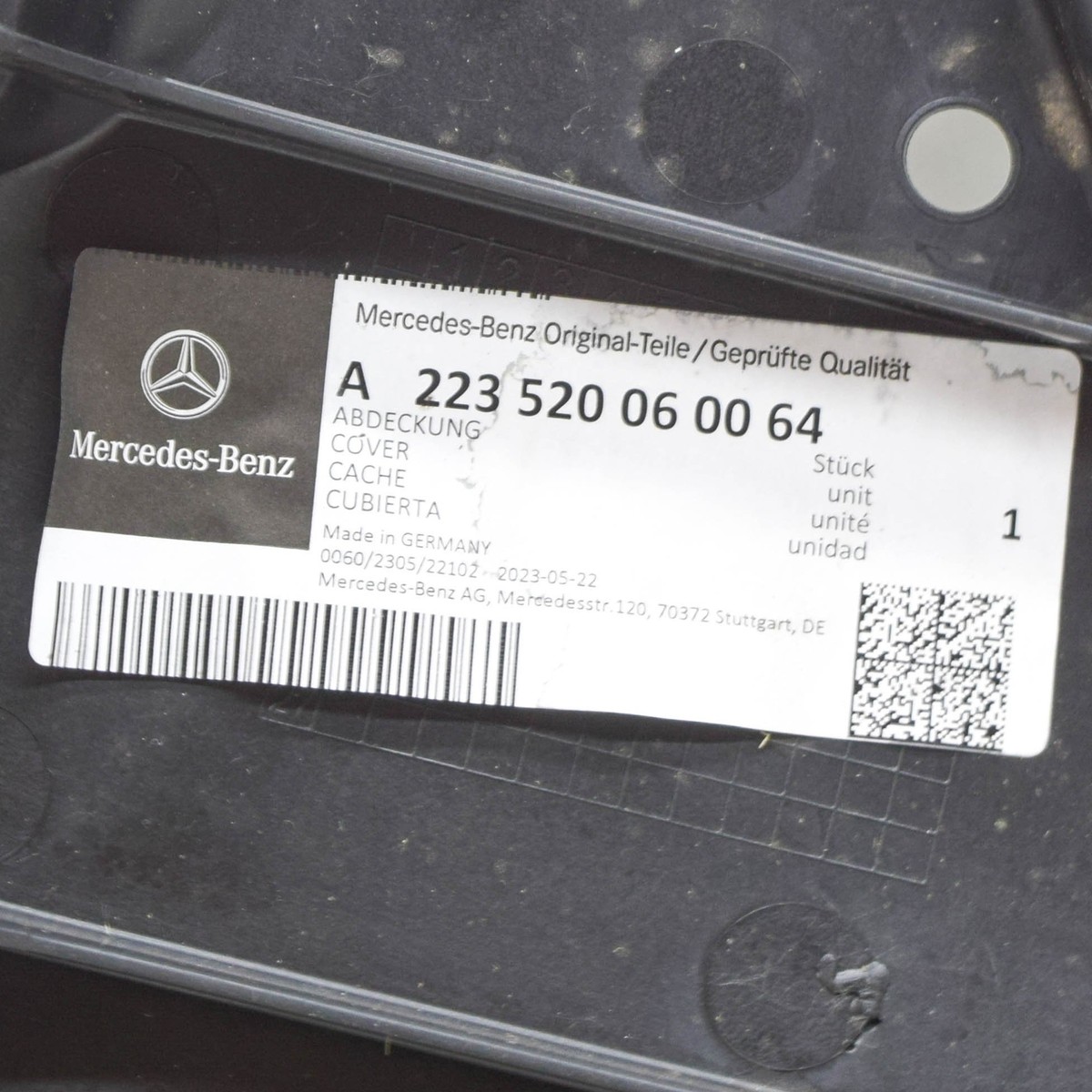 MERCEDES-BENZ S W223 Front Right Fender Liner Cover A223520060064  