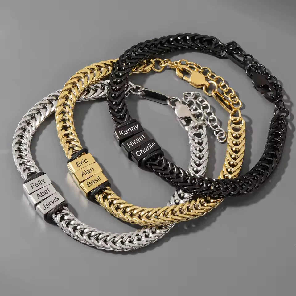 Custom Multiple Name Engraved Jewelry 1-5 Names Stainless Steel Men Women Silver - Image 3 of 4