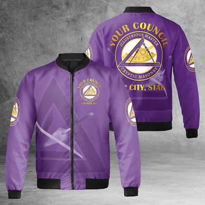 Personalized Council Royal and Select Masters Freemasonry 3D Bomber Jacket S-5XL