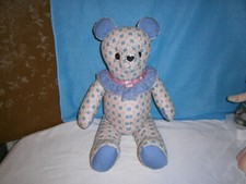 Handmade Blue/Pink Bear with Button Eyes