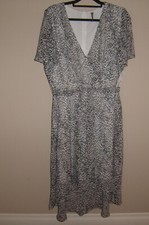 Massini Women's Animal Print Wrap Style Hi-Lo Dress Black White Size Large NEW