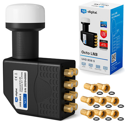 Octo LNB 8 fach UHD Digital Full HDTV 8 Teilnehmer Wetterschutz 4K 0,1db Okto