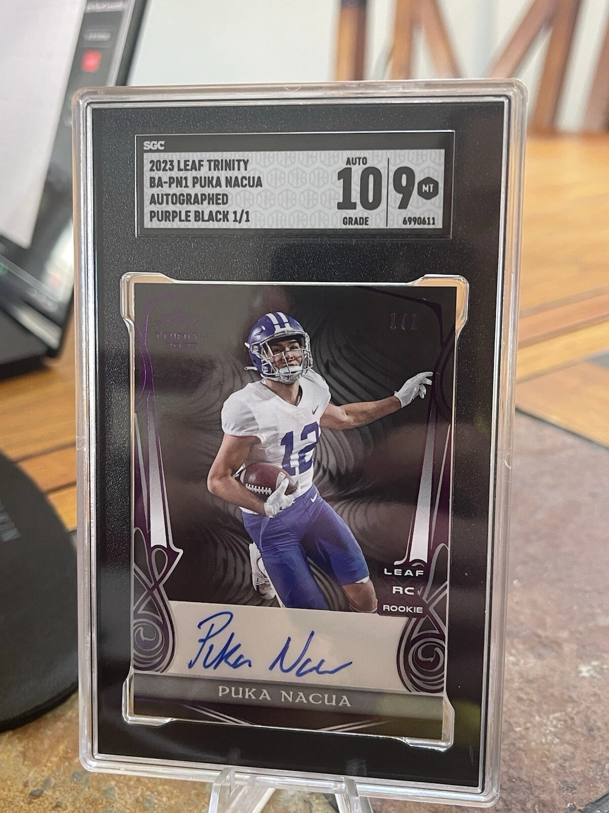 Puka Nacua Leaf Trinity Autographs #BAPN1 Gold Black 1/1