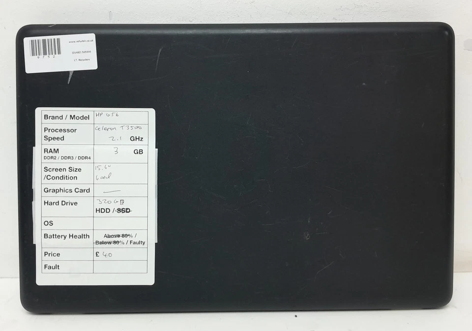 HP G56 - Celeron T3500 2.1GHz - 4GB RAM - 15.6" - 120GB SSD - Image 3 of 4
