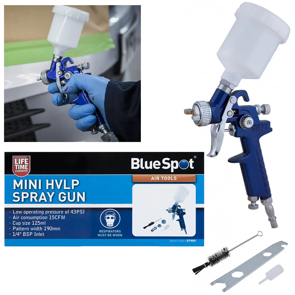 Bluespot Mini Touch Up HVLP Gravity Feed Spray Gun 125ml Cup With 0.8mm Nozzle