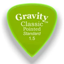 Gravity Picks Classic Pointed Standard Polished Pick, 1.5mm, Florescent Green