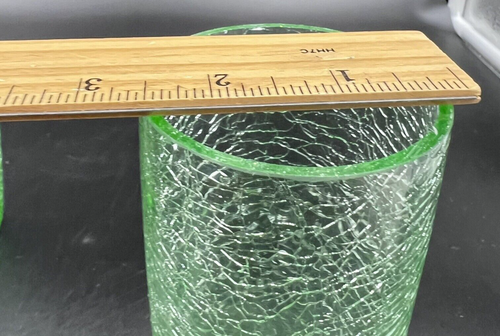Vtg MCM Set of 3 Light Green Crackle Glass Tumblers - Picture 12 of 12