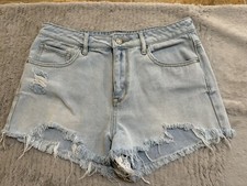 PacSun Women  s Size 27 Light Wash High Waisted Denim Shorts