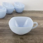 6 Vintage Fire King Azurite CHARM Tea Cup Delphite Blue Milk Glass Coffee Mug