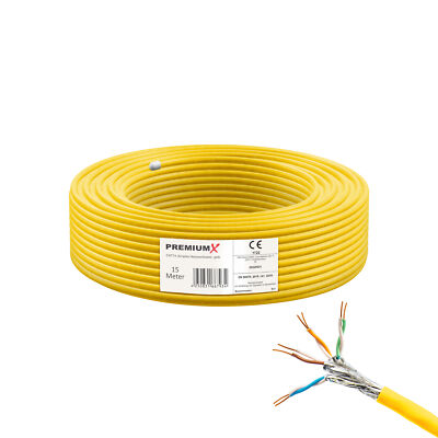 CAT 7A 15m Netzwerkkabel Simplex Gelb Eca LAN Internet Kabel Ethernet Datenkabel