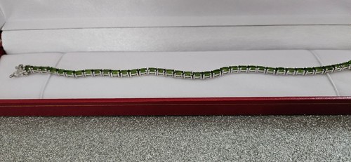 Chrome Diopside tennis bracelet in platinum over Sterling silver 7.5" - Picture 4 of 4