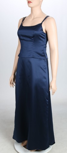 Alfred Angelo Vintage 00s Y2K Blue Satin Bridesmaid Party Prom Dress 13/14 NWT - Picture 2 of 3