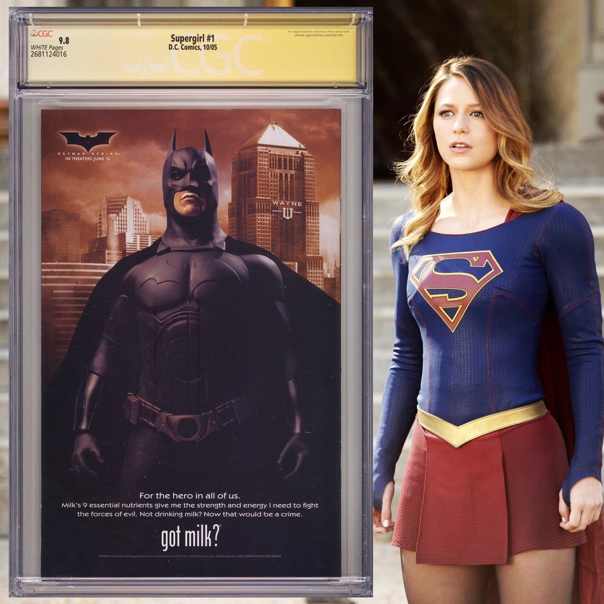 CGC 9.8 SS Supergirl #1 signed by Chyler Leigh & Mehcad Brooks CW