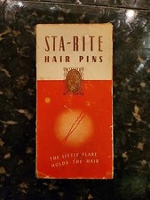 Vtg Sta-Rite Hair Pins Original Box Little Flare Holds Hair 1950s